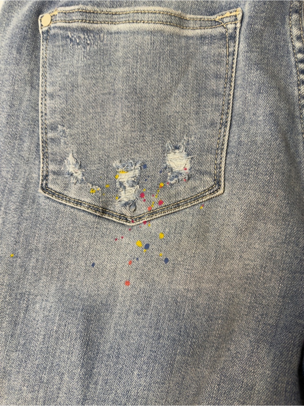 EUC Women's Judy Blue Los Angeles Distressed Paint-Splatter Size 11/30 Boyfriend - Picture 13 of 14